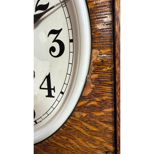 Late 20th Century Rare Antique Simplex Time Recorder Co Oak Case Clock 31" Fully Restored 30day For Sale - Image 5 of 12
