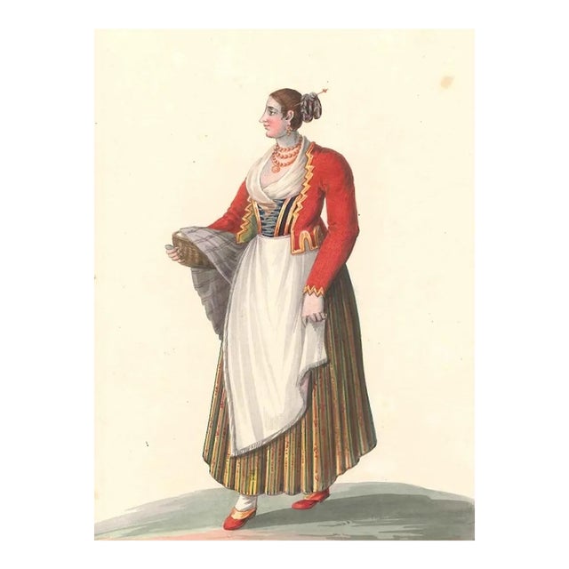 Costume di Sorrento - Watercolor by M. De Vito - 1820 ca. 1820 c.a. For Sale