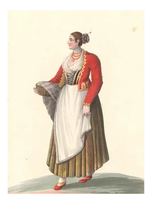Costume di Sorrento - Watercolor by M. De Vito - 1820 ca. 1820 c.a.