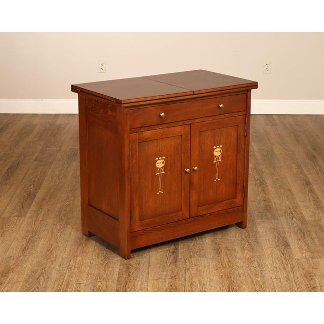 High Quality American Made Solid Oak Server By Stickley From The Mission Collection, Featuring Harvey Ellis Style Inlaid...