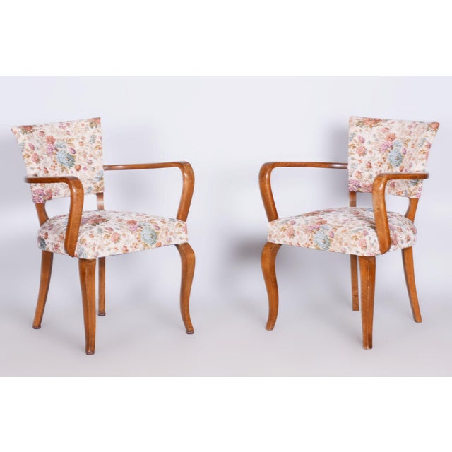Brown Art Deco Chairs in Beech attributed to J. Leleu, France, 1930s, Set of 2 For Sale - Image 8 of 8