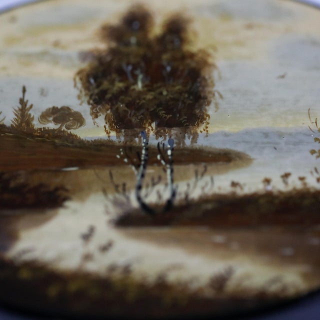 Fedoskino Oval Lacquer Box With Landscape, Ussr, C. 1960s–1980s For Sale In Las Vegas - Image 6 of 9