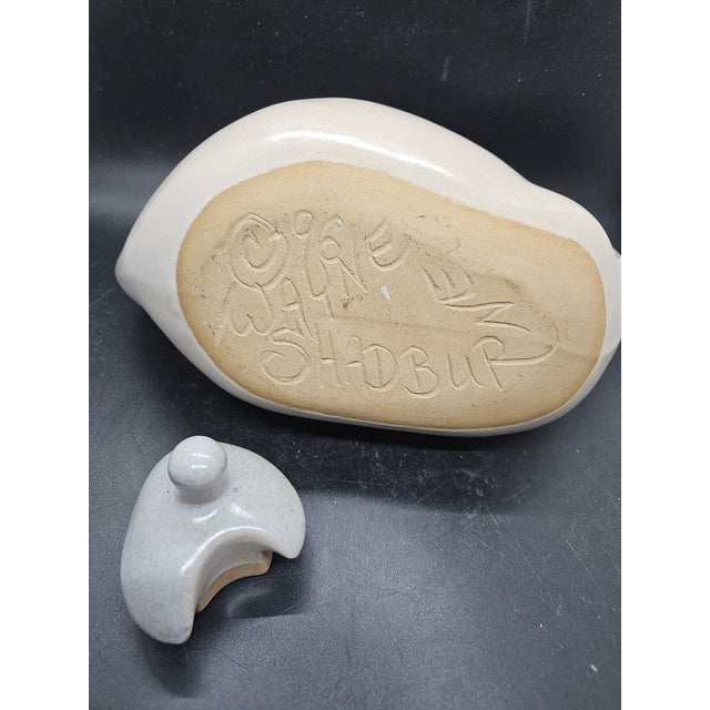 1990s 1996 Wayne Shadburne Studio Pottery Rare Cat Pitcher For Sale - Image 5 of 5