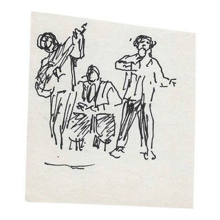 1970s Heyward Cirker Miniature Drawing of a Band For Sale