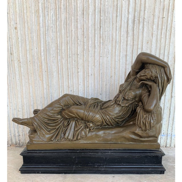 Italian Bronze Tuscany Neoclassical Style Sculpture Featuring a Relaxed Woman For Sale - Image 4 of 12