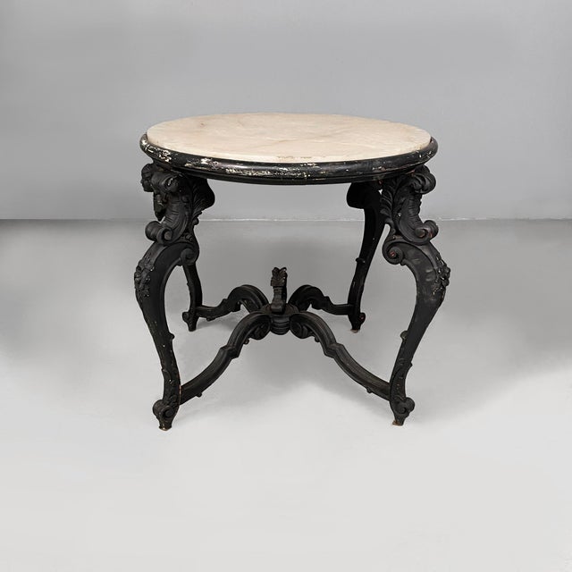 19th Century Italian Coffee Table in Black Wood and Marble For Sale - Image 4 of 18