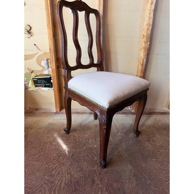 Antique French provincial style Carved Oak Dining Chairs For Sale - Image 4 of 17