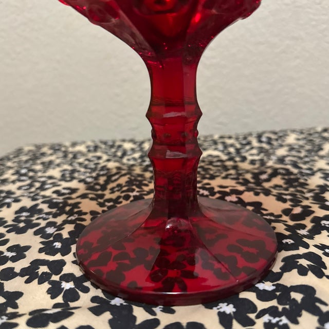 Viking Glass Company Mid-Century Modern Viking Style Glass Ruby Compote For Sale - Image 4 of 6