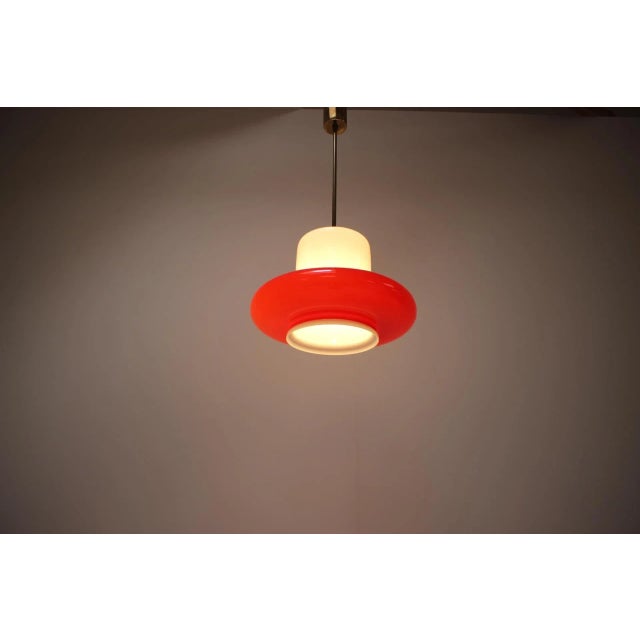 Glass Opaline Glass Pendant Light, Czechoslovakial, 1960s For Sale - Image 7 of 11