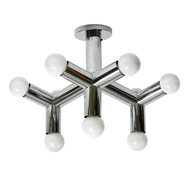 Vintage Space Age Chrome Ceiling Lamp by J.T. Kalmar, 1960s For Sale