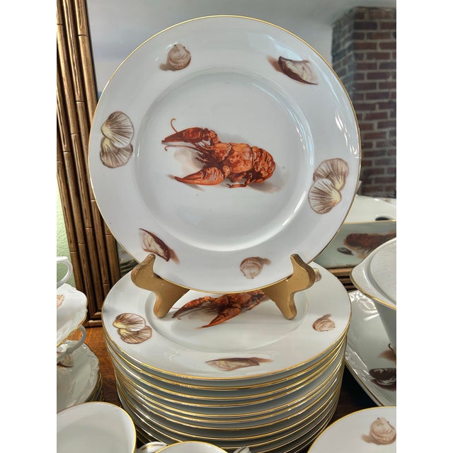 Mid 20th Century JKW Bavarian Lobster Seafood Porcelain Dinnerware - A Set of 47 Pieces For Sale - Image 4 of 12