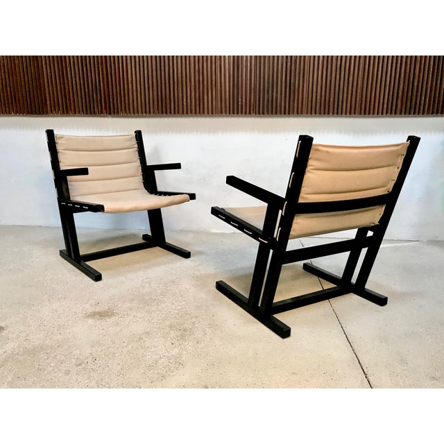 This pair of high-quality skid-base armchairs was manufactured by Casala in West Germany during the early 1970s. It...