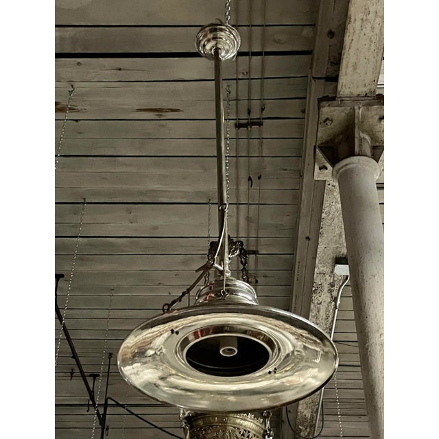 Vintage Ceiling Fixture Nickel Plated For Sale - Image 4 of 6