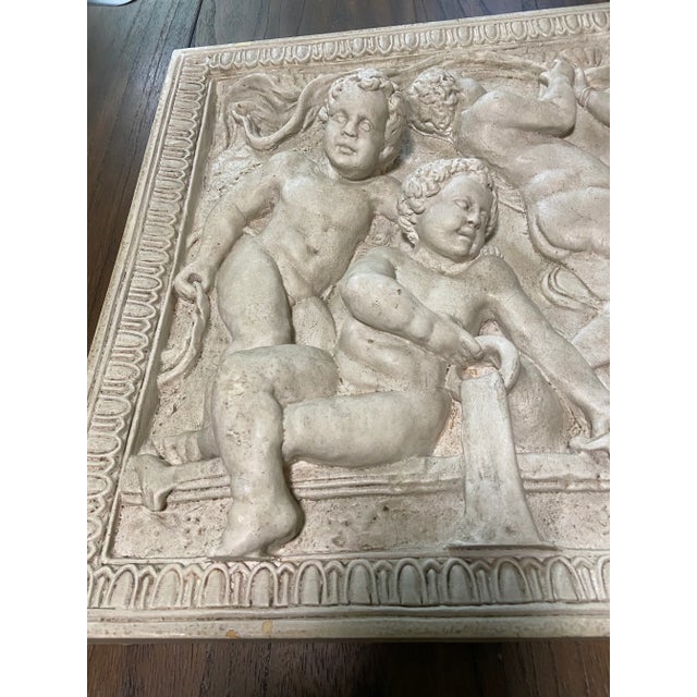 Alabaster French Italian Art Deco Putti Cherub Relief Wall Sculpture For Sale - Image 8 of 13
