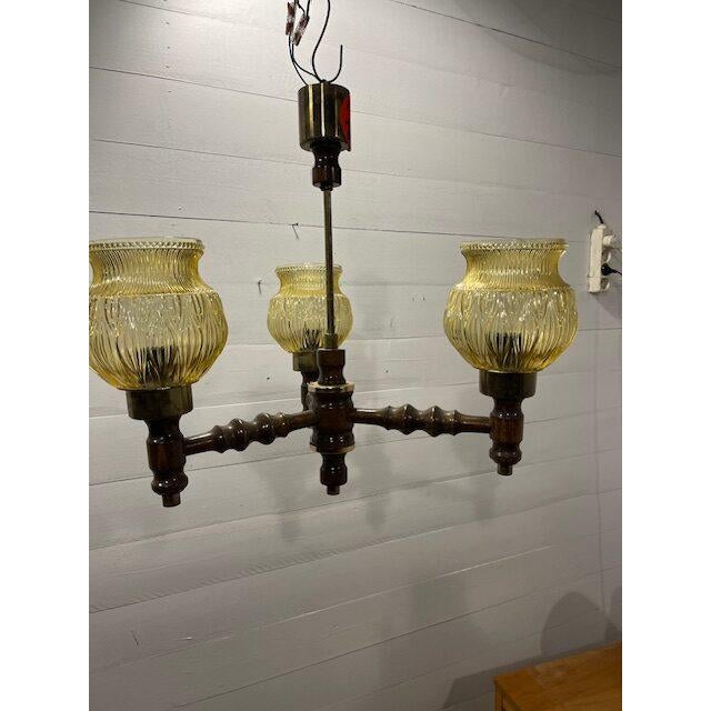 Vintage Wooden Ceiling Lamp, 1975 For Sale - Image 3 of 5