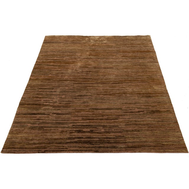 Abstract 9 X 12 Modern Brown Wool and Jute Rug With Abstract Design For Sale - Image 3 of 11