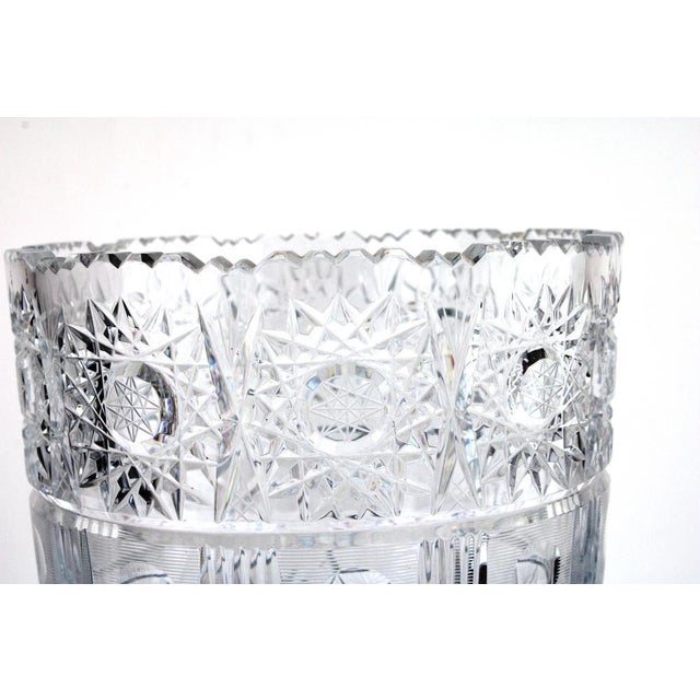 Bohemian Lead Crystal Vase with Hand-Cutting, 1950s For Sale - Image 3 of 11