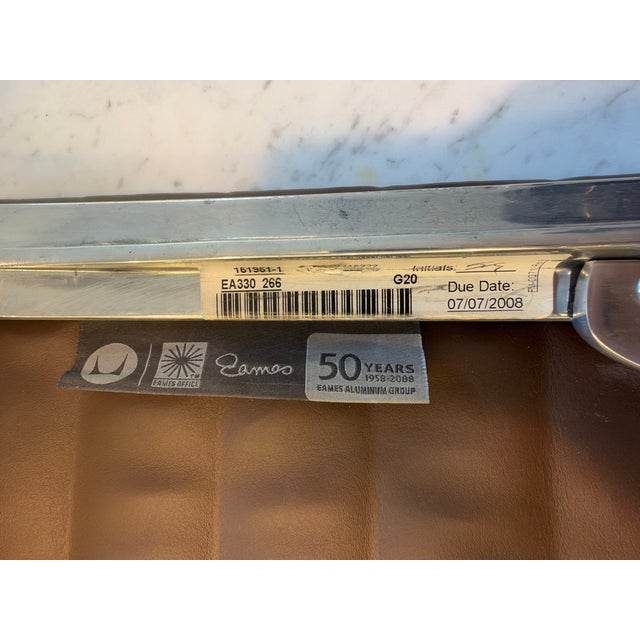 Mid-Century Modern Herman Miller Eames Aluminum Group Ea330 Management Chair in Brown Leather (2008 50th Anniversary Edition) For Sale - Image 3 of 7