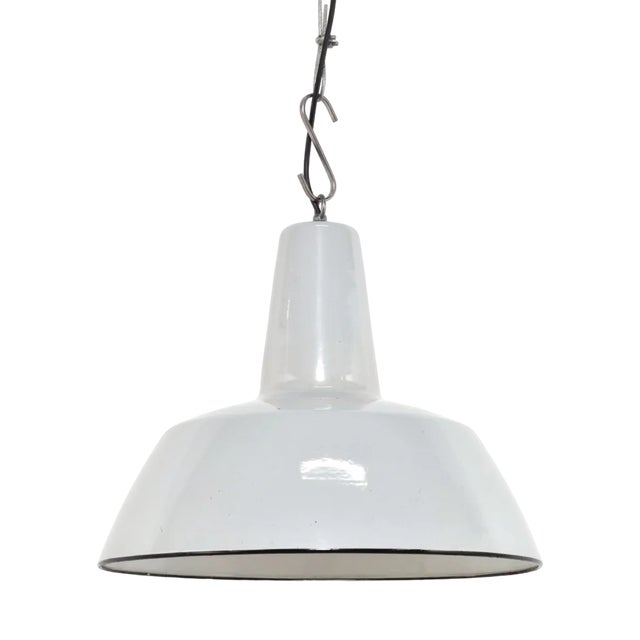 Vintage Enamel Pendant Lamps, 1950s For Sale