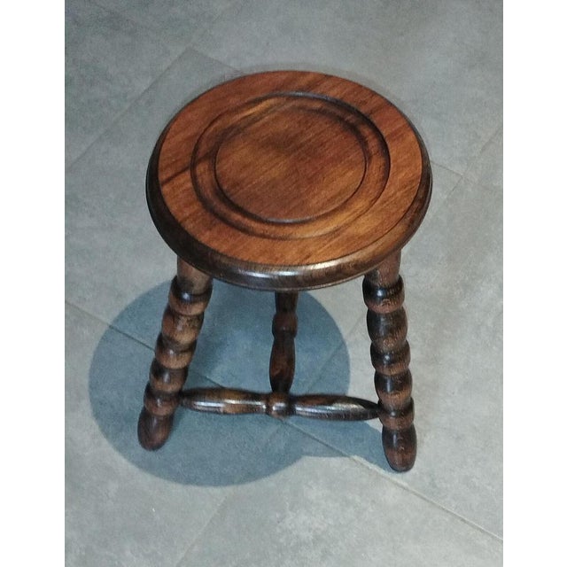 Mid-Century Modern French Tripod Stool in Wood by Charles Dudouyt, 1940s For Sale - Image 9 of 18