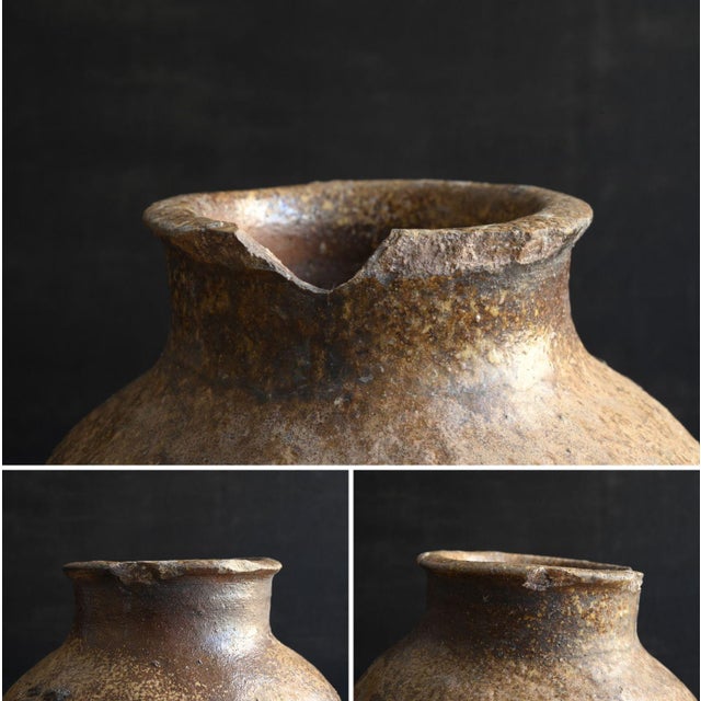 Japanese Antique Pottery Jar 15th-16th Century/ Wabi-Sabi Jar/Tokoname Vase For Sale - Image 14 of 18