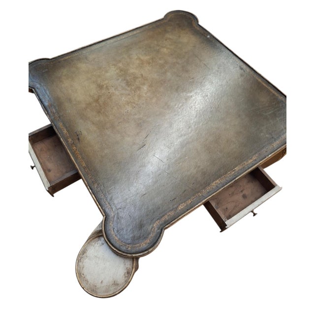 Early 20th Century Carved French Games Table With Leather Top For Sale - Image 4 of 12