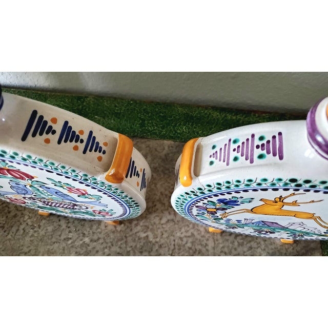 1950s Mid-Century Modra Slovak Majolica Ceramic Canteens - A Pair For Sale - Image 4 of 4