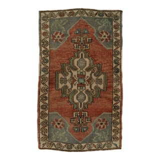 Turkish Mini Rug Oriental Hand Knotted Vintage Rug 1'8" x 2'11" #21232 For Sale