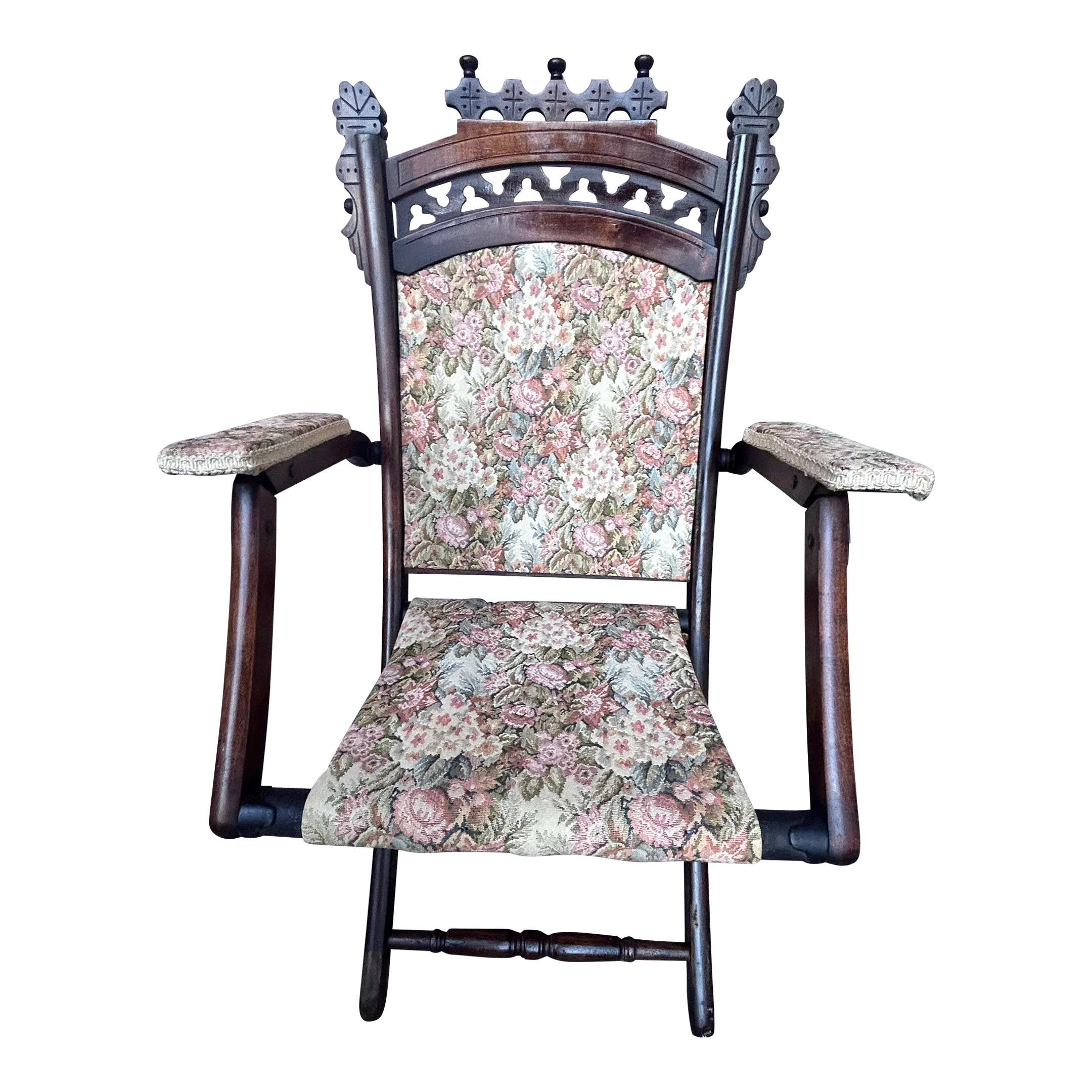 敬老の日　83-940 ワルツ　リラックスチェア　チェック柄 Antique 19th Century Victorian Eastlake Folding Campaign Safari