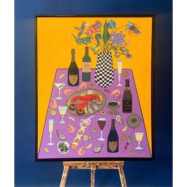 Original painting from J. Silverhhoof New Series " Table and Food '. Acrylic on canvas signed and dated.24' on the bottom...