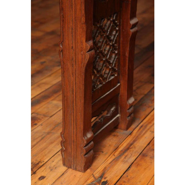 19th Century Chinese Long Carved Wooden Console Table With Fretwork Design For Sale - Image 9 of 11