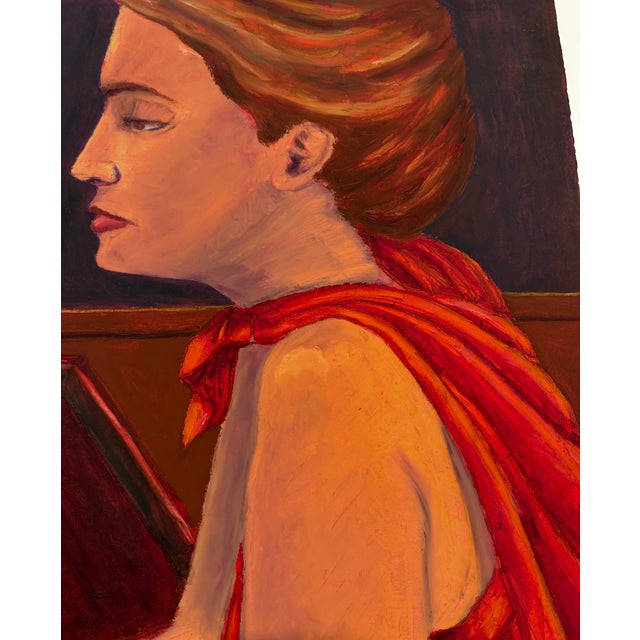 1990s Contemporary Figurative Painting "Waiting" by Teresa DiMarco For Sale - Image 5 of 5
