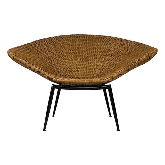 Sculptural Italian Wicker Armchair For Sale