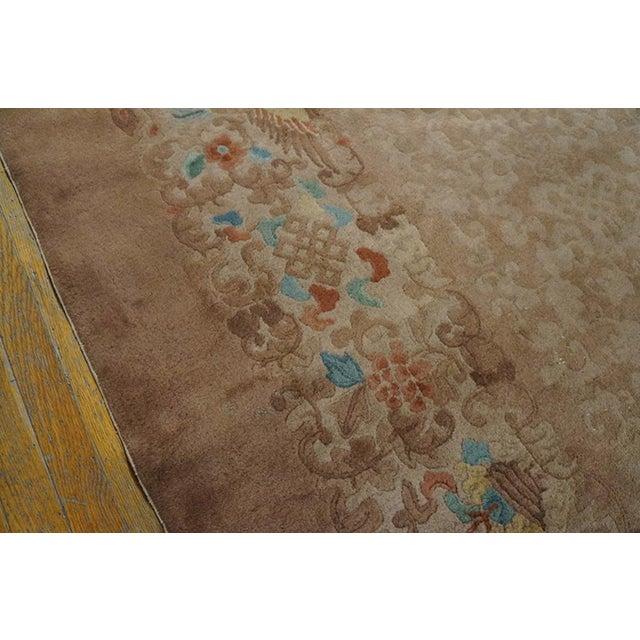 1920s Orange Peach Floral Antique Chinese Art Deco Rug 9' X 11' 10" Handknotted Wool Carpe For Sale - Image 4 of 8