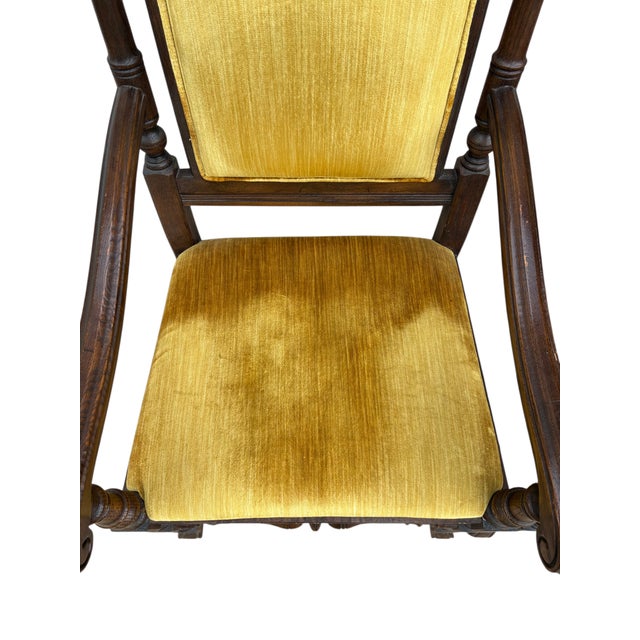 Brown 1980s Ethan Allen Jacobean Royal Charter Oak Dining Room Armchairs Gothic Pair For Sale - Image 8 of 15