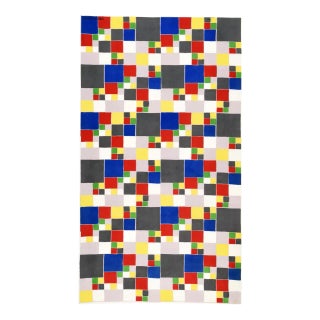Sonia Delaunay, Polychrome de Carrés, 1970s, Screen Print on Fabric For Sale