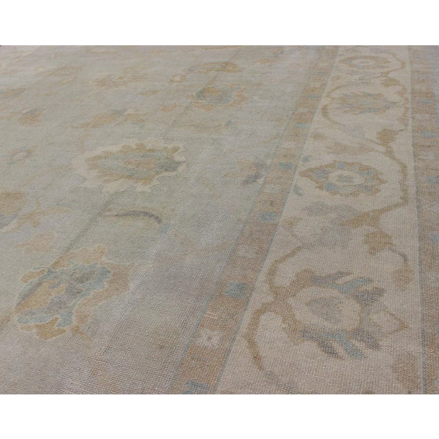 Large Turkish Oushak Rug With Pastel Colors and Botanical Design For Sale In Atlanta - Image 6 of 13