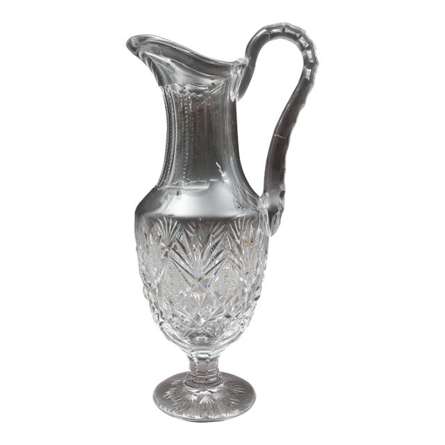 Mid 20th Century St. Louis France Florence Cut Crystal Water Jug Pitcher Beverage Holder For Sale