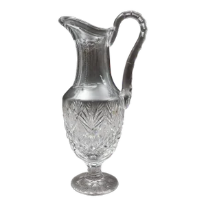 Mid 20th Century St. Louis France Florence Cut Crystal Water Jug Pitcher Beverage Holder