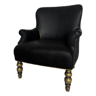 Vintage-Inspired Accent Chair - Black With Gold Detailing - Revived by Rodarte For Sale