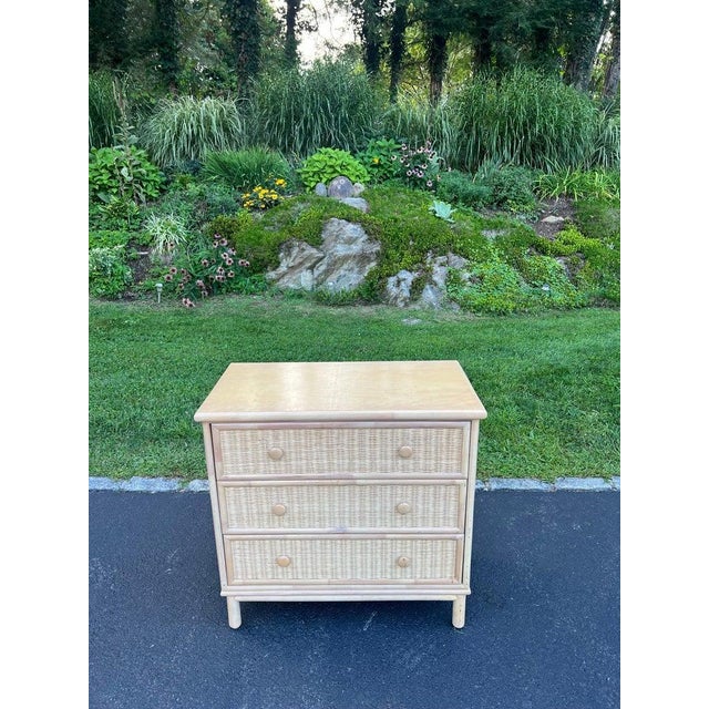 Petite Three Drawer Chest, Wicker and Wood, Bohemian Style, 1980s For Sale - Image 12 of 18