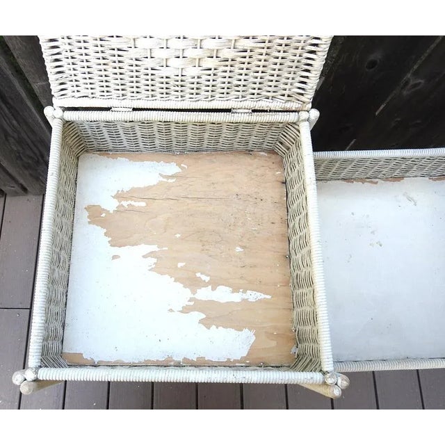 Early 20th Century Antique Wicker Linen Cabinet With Chalkware Details For Sale - Image 5 of 13