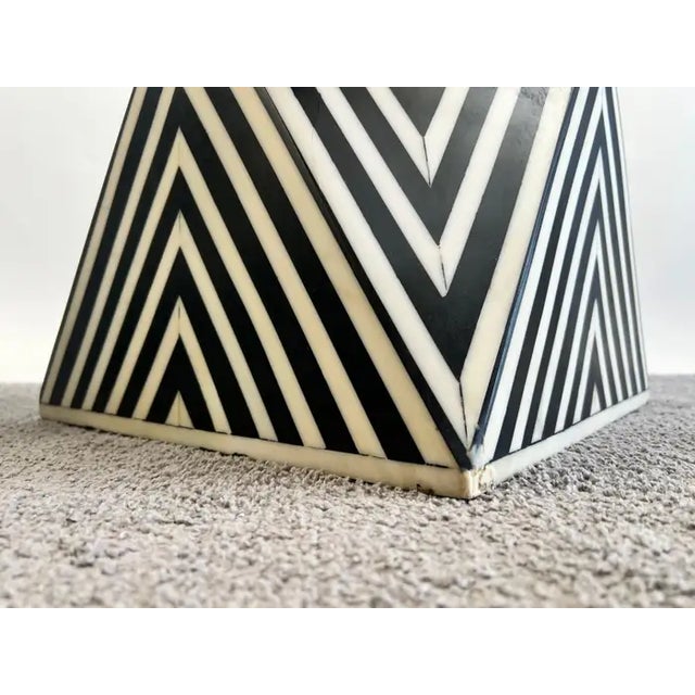 Art Deco Style Black & White Resin Sculptural Side End Table or Stool, a Pair For Sale - Image 9 of 17