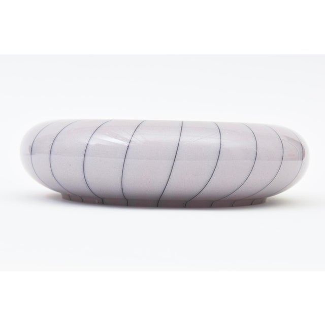 Venini Vintage Murano Venini Striped Glass Bowl in Lavender and Black, 1960's For Sale - Image 4 of 8