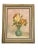 This is a charming mid century Gilt wood framed still life oil painting depicting a posy of roses filling a green vase and...