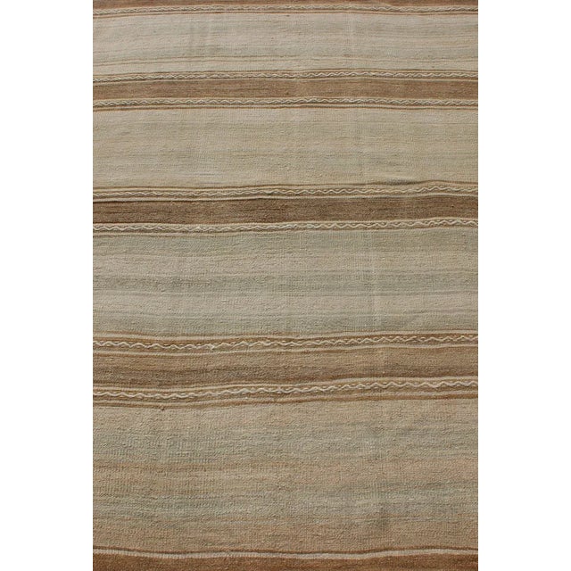 Turkish Vintage Kilim Rug With in Tan, Taupe, Brown, Faint Gray Blue, and Earth Tones For Sale In Atlanta - Image 6 of 10