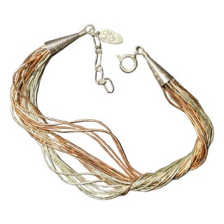 Late 20th Century Navajo Native American ‘Running Bear’ Bracelet, Multi Strand Liquid Silver For Sale