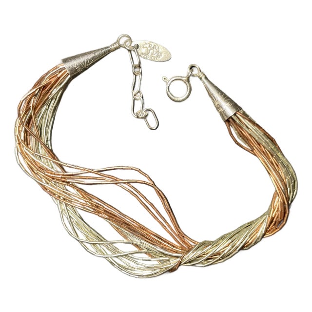 Late 20th Century Navajo Native American ‘Running Bear’ Bracelet, Multi Strand Liquid Silver For Sale