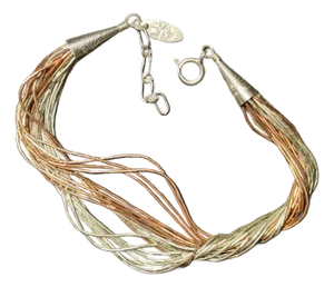Late 20th Century Navajo Native American ‘Running Bear’ Bracelet, Multi Strand Liquid Silver