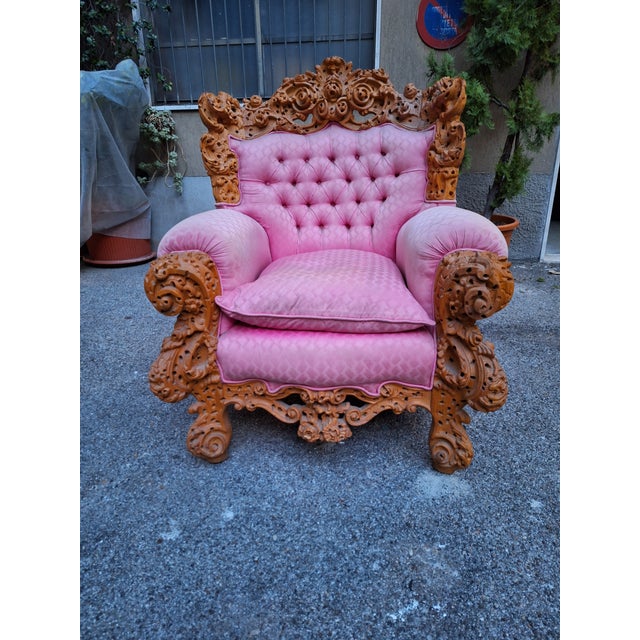 Vintage Armchair with Urano Palma Pink Fabric, 1980s For Sale - Image 4 of 18